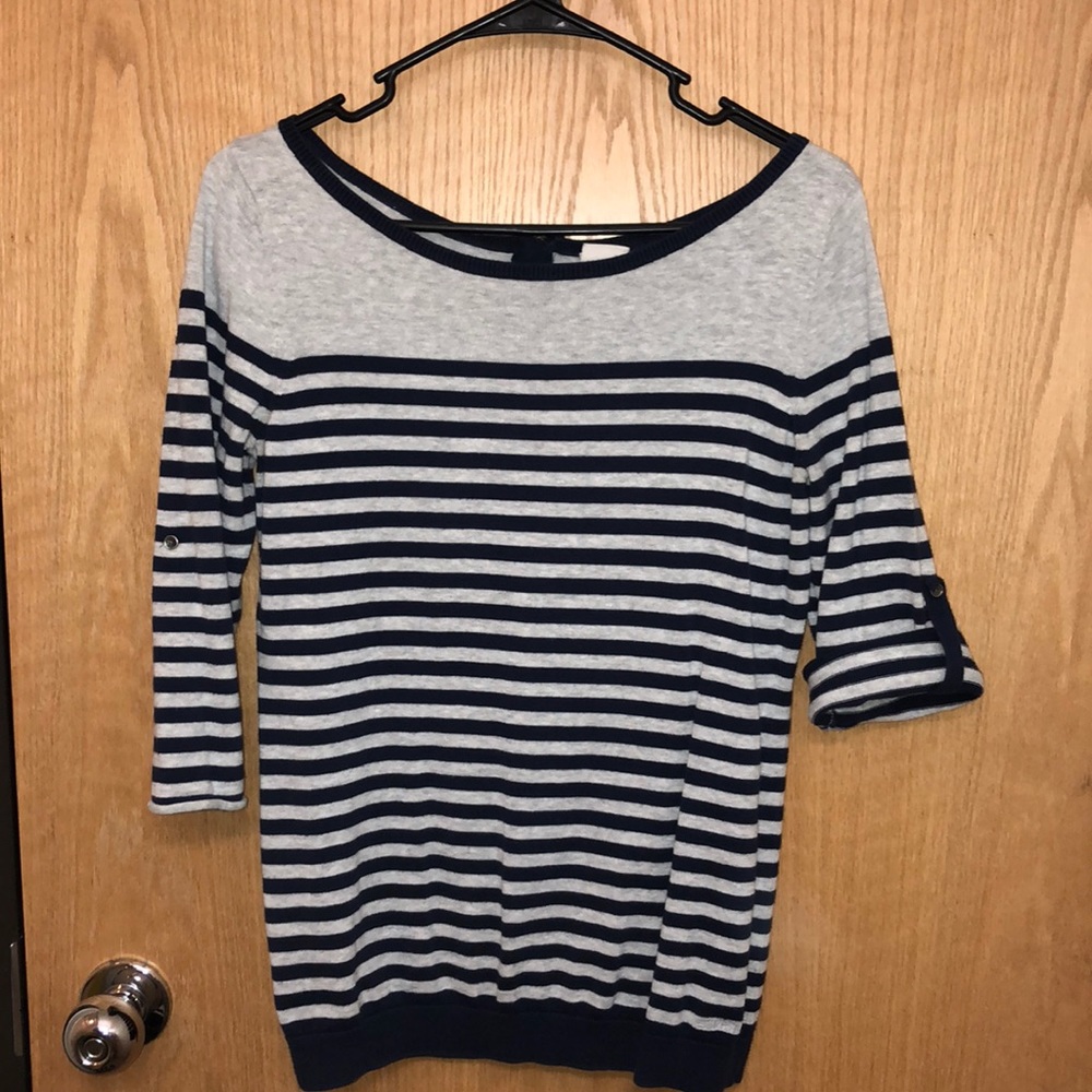 Quarter length striped sweater